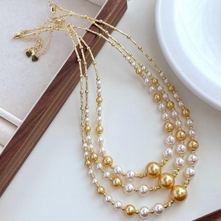 [ DAISYN ] N1045 vòng cổ ngọc trắng vàng sang trọng , dây chuyền ngọc trai nhân tạo , chuỗi hạt ngọc