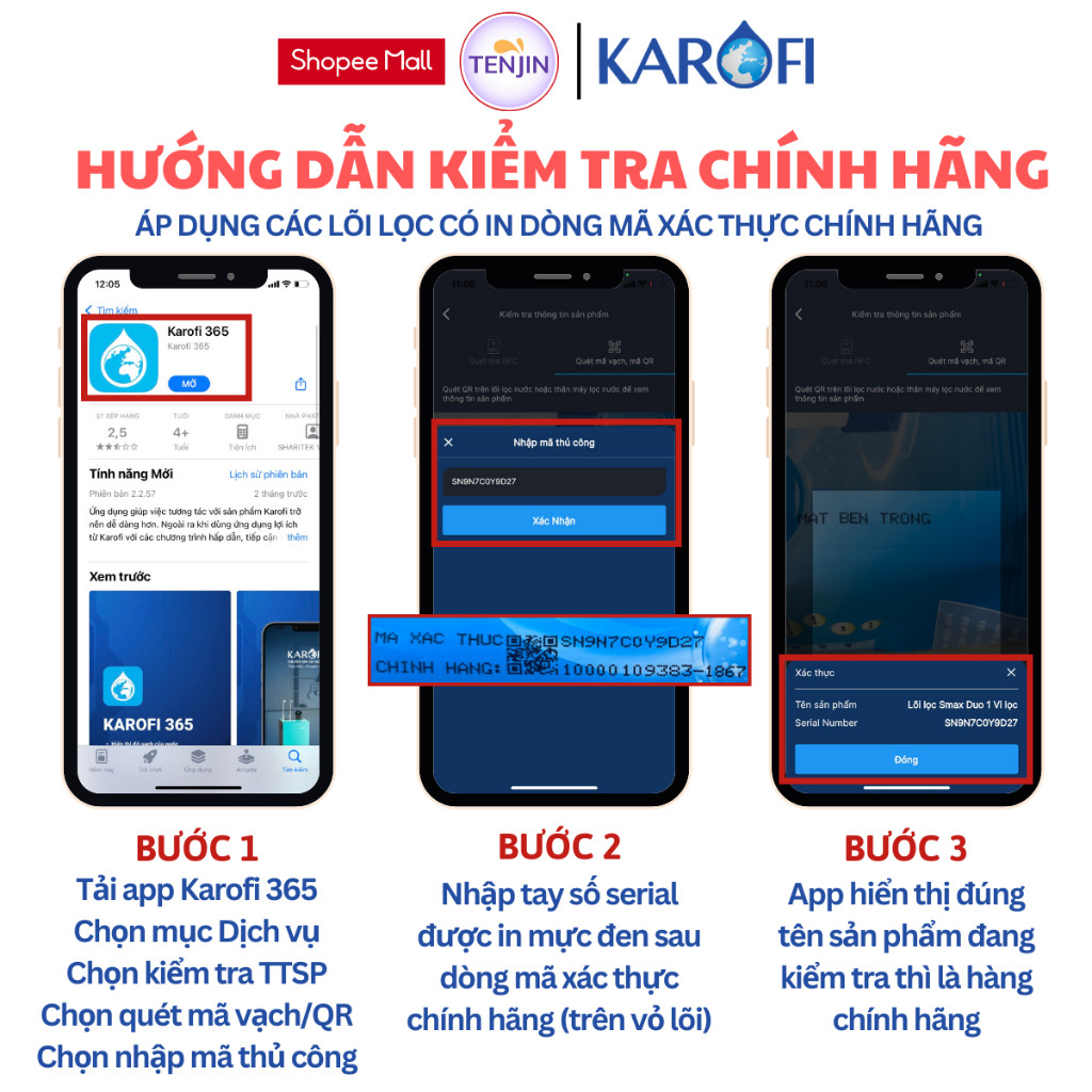 Lõi Lọc Số 1 Karofi Livotec Mẫu Mới Có Vỏ Ngoài Và QR Kiểm Tra Chính Hãng