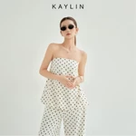 Set KAYLIN áo quây phối quần dài chấm bi chất vải bố cotton phong cách cá  tính BST Thu Đông 2025 - SET32T7 — ảnh 3