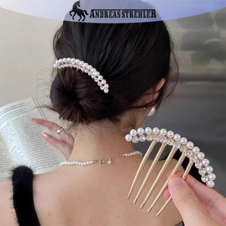 Lược Kẹp Tóc Nữ Andreas Strehler với Kim Cương Giả và Ngọc Trai, Phù Hợp cho Cô Dâu và Tiệc Cưới