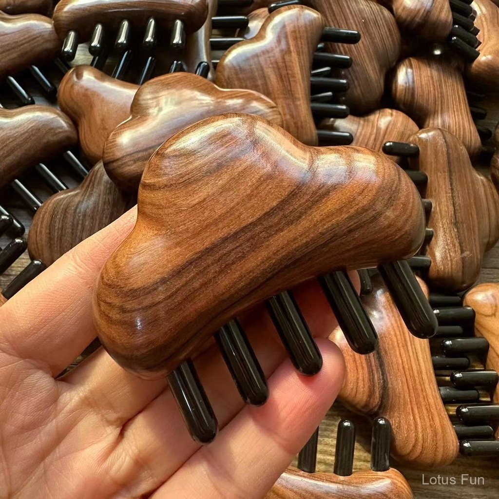 Gỗ Đàn Hương Tự Nhiên Mây Massage Lược Sừng Lược Chèn Đầu Răng Kinh Tuyến Nữ Quà Tặng Quà Lưu Niệm