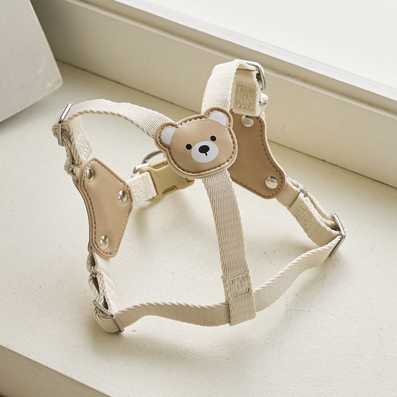 [Pet-Eleven] Bộ mặt sau ngực mềm mại bằng da dễ thương Hàn Quốc Teddy Bichon Dog Cat Dog Outing Leash