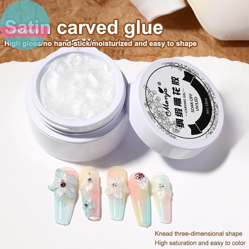 SUND Sơn Móng Tay Trắng Định Hình 3D, Chống Dính, Ánh Sáng Satin, Nghệ Thuật Mở Rộng