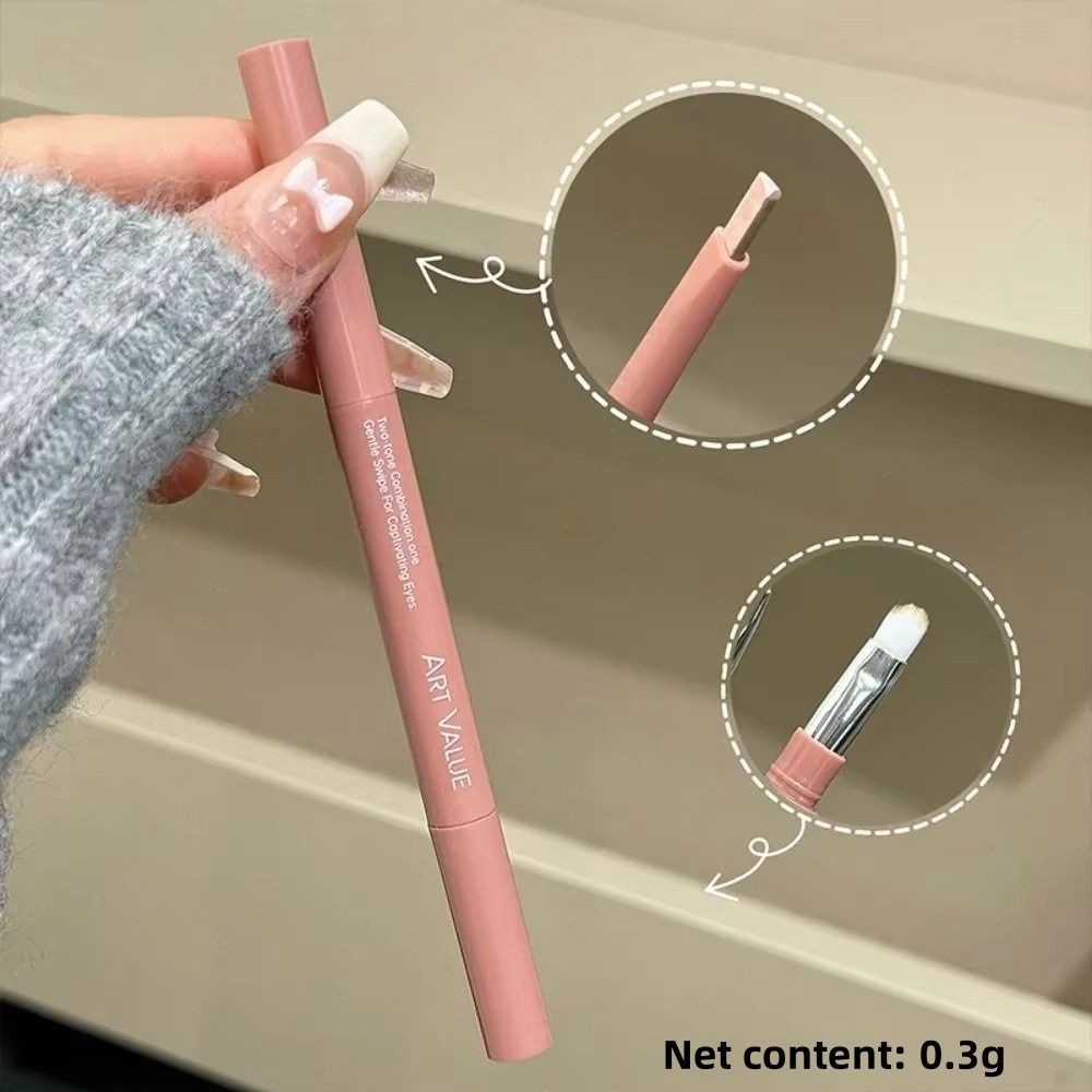 Gậy tằm ngủ MARGREDY, Bút phấn mắt Ombre 2 khóa màu, Bút Highlighter màu nâu hồng siêu mỏng 2 trong 1 Thích hợp cho người lười biếng