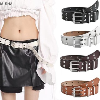 Misa Thời Trang Nam Nữ Phong Cách Punk Dây Xích Dây Có Thể Điều Chỉnh Ngôi Sao Rỗng Đôi Ngực Khóa Kim Loại Da Quần Jean Dây Thắt Lưng