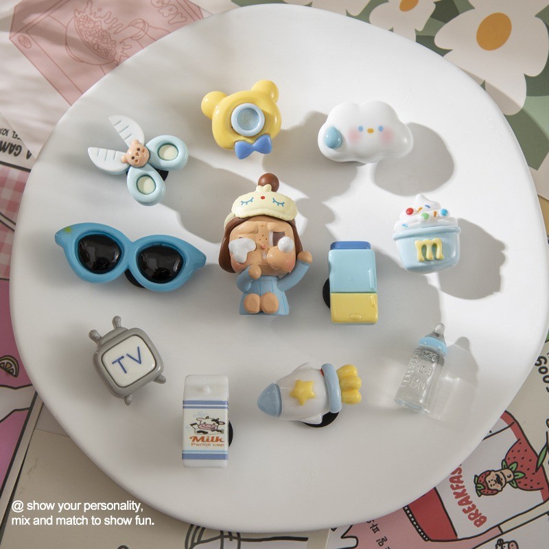 Phụ kiện giày lỗ cá sấu, Pop Mart Crybaby, hoa Crocs, khóa tháo rời, trang trí giày ins