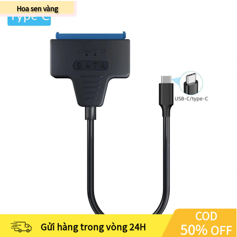 【24H】Cáp Chuyển Đổi SATA Sang USB Type C Tốc Độ 6Gbps, Gắn Ổ Cứng SSD 2.5 Inch, Hỗ Trợ Máy Tính Laptop