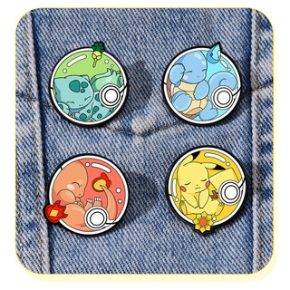 4 Cái / bộ Pokemon Kim Loại Pin Pikachu Charmander Squirtle Trâm Cho Ba Lô Túi Đựng Bút Chì Chống Trơn Trượt Pin