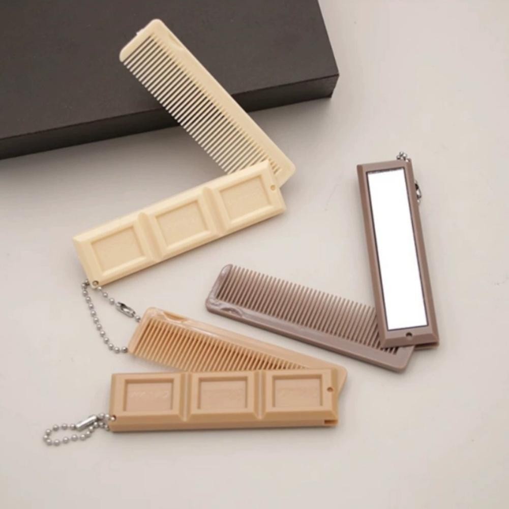 2 Trong 1 Gấp Hình Sô Cô La Gấp Lược Nhựa 2 Trong 1 Di Động Hoạt Hình Lược Trà Sữa V2b5
