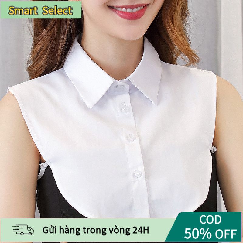Phụ kiện thời trang cổ áo giả, thiết kế hai màu trắng đen, biến hóa phong cách áo sơ mi đơn giản thành sang trọng