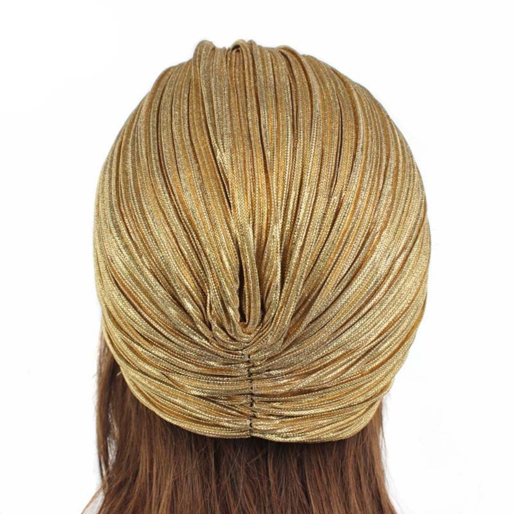 Mũ xếp nếp nữ FUJIZOU, Mũ xếp ly Bandana sang trọng Ấn Độ, Mũ hóa trị thoải mái Mũ quấn đầu Mũ len co giãn Chăm sóc tóc