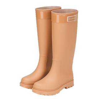 Giày Đi Mưa Nữ Cao Cấp Dày Chống Mài Mòn Bò Tendon Giày Đi Mưa Dài Chống Thấm Nước Lót Lông Cừu Chống Trơn Trượt Giày Cao Su Thời Trang