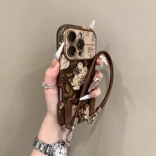 Retro Tranh Sơn Dầu Màu Nâu Hoa Stereo Cửa Sổ Lớn Vỏ Điện Thoại Di Động Thích Hợp Cho iPhone17 16 15 14 13 Pro Max Chống Sốc Bảo Vệ Camera Ốp Lưng Mềm Chống Rơi