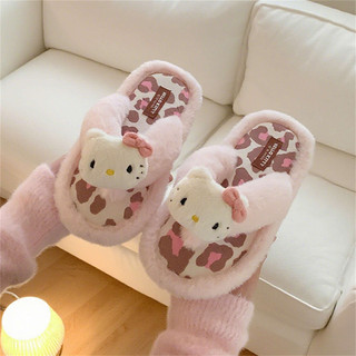 XIXITIAO Giày Cotton Nữ Thích Hợp Mùa Thu Đông Họa Tiết Da Báo Phù Hợp Mang Ở Nhà Đế Mềm