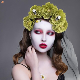 Vòng Tóc Xương và Hoa Đen cho Bé Gái - Phục vụ Tiệc Halloween