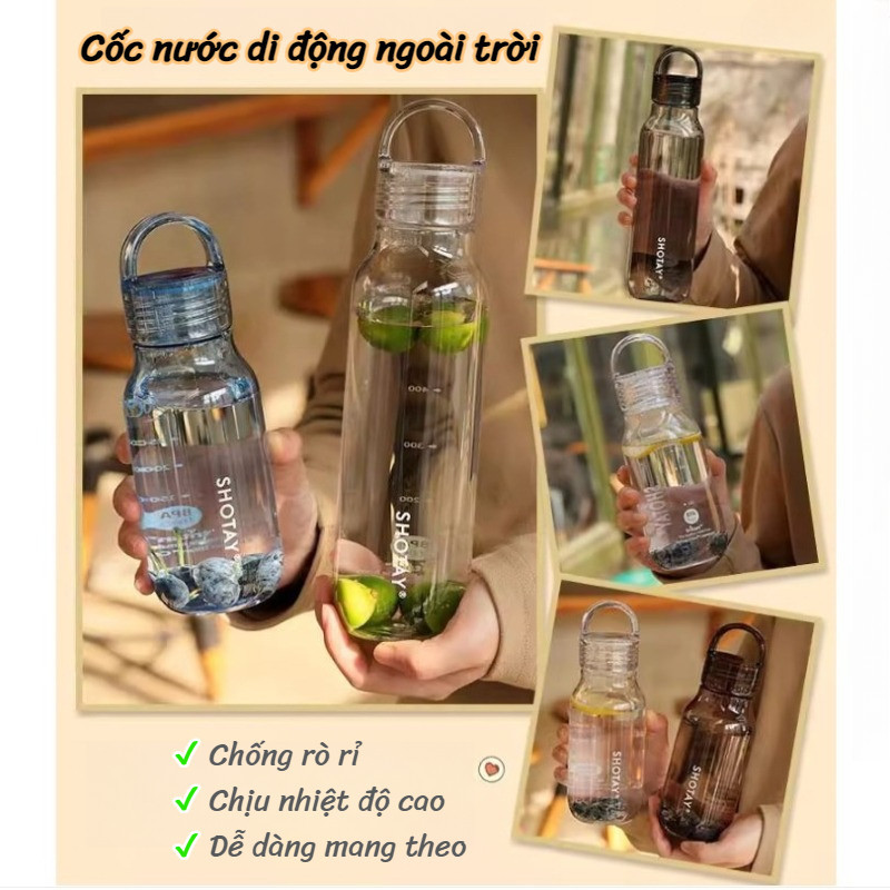 670ml Thời Trang Tritan Chất Liệu Bình Nước, cốc nước ngoài trời cho học sinh，Chịu nhiệt cao, tiện lợi và bền