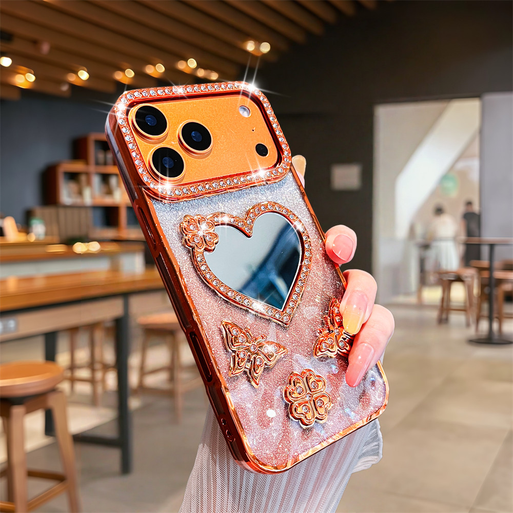 Ốp điện thoại gương 3D sang trọng cho iPhone 17 Pro Max 16 11 12 13 14 15 Pro Max Air 15 16 plus Bảo vệ Camera ống kính Vỏ chống sốc Vỏ mềm TPU Vỏ bảo vệ điện thoại