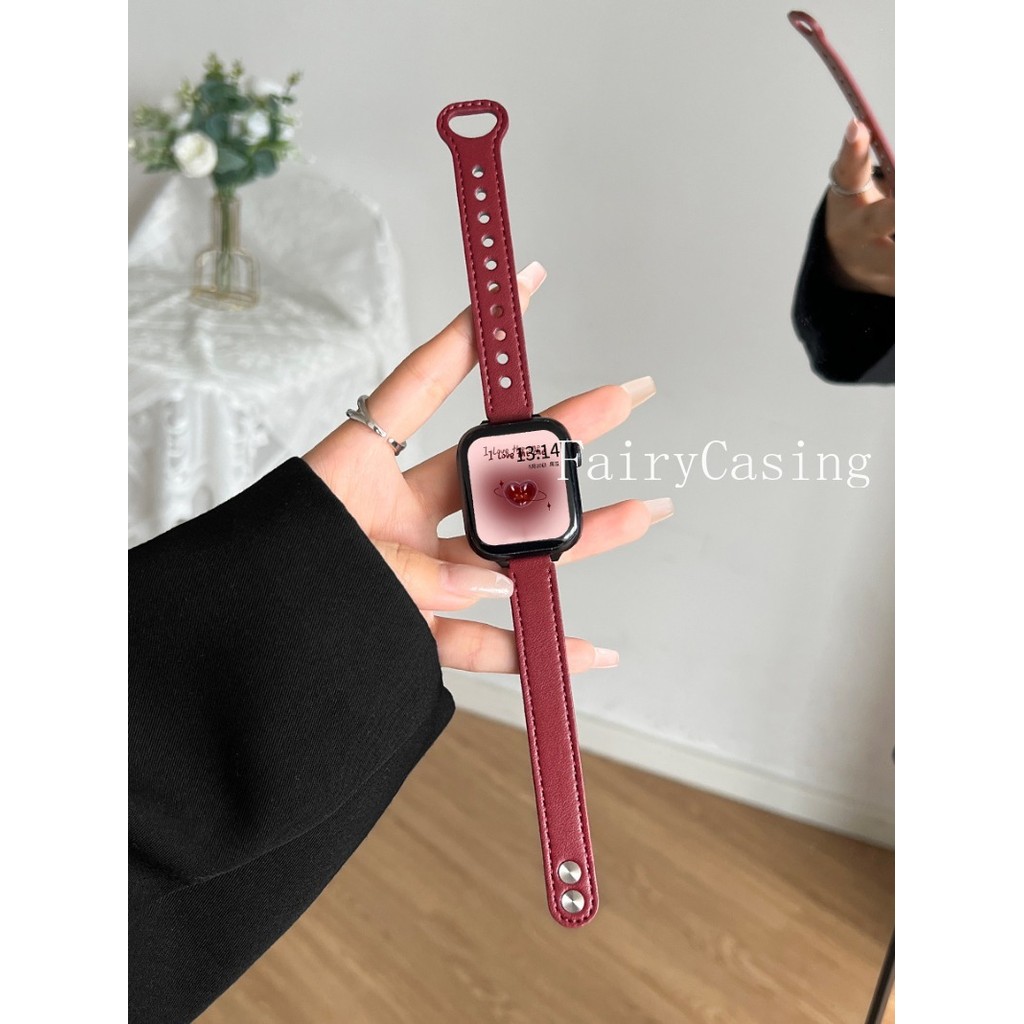 Dây Da Mỏng Cho Apple Watch S10 Ultra3 46mm 49mm 42 44 45mm 40 / 41mm Vòng Tay Cho iWatch Series 11 9 8 7 SE 6 5 S11 Band