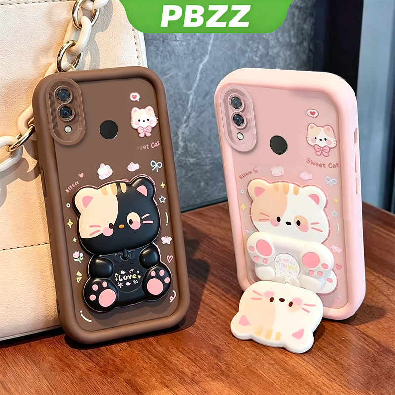 Ốp Lưng Cho redmi Note 7 pro Note 7 Vỏ Điện Thoại Vỏ Mềm Silicon Chống Sốc Thiết Kế Mới Thẩm Mỹ Có Giá Đỡ 360° Gương trang điểm mèo dễ thương cho bé gái JTXMMZJ