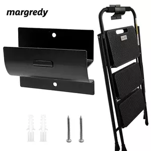 Móc thang MARGREDY, Giá lưu trữ hạng nặng màu đen, Móc treo công cụ chắc chắn bền bỉ treo tường thực tế tại nhà