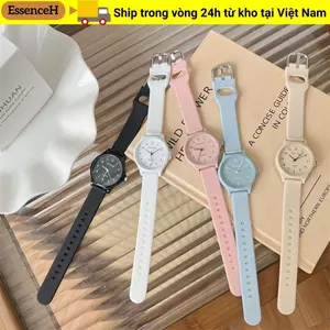 Đồng hồ thạch anh ESSENCEH, Đồng hồ đeo tay nhiều màu thông thường, Đồng hồ thạch anh có dây đeo silicon có thể điều chỉnh dành cho học sinh