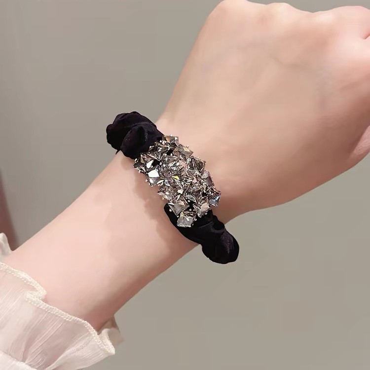 Hululu / Phong Cách Nhẹ Nhàng Pha Lê Dây Tóc Siêu Cổ Tích Scrunchy Đầu Dây Buộc Tóc Sang Trọng Đuôi Ngựa Da Cao Cấp