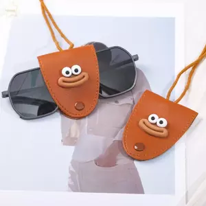 Mặt dây chuyền túi đựng kính mắt AWNGD, Kẹp kính râm bằng da Unisex, Dây treo đa chức năng Túi treo cổ