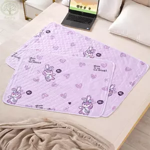 Thảm nước tiểu cho bé AMLU, Khăn trải giường bằng vải hoạt hình dễ thương, Tã bảo vệ giường chống thấm nước mềm mại thoáng khí cho bé