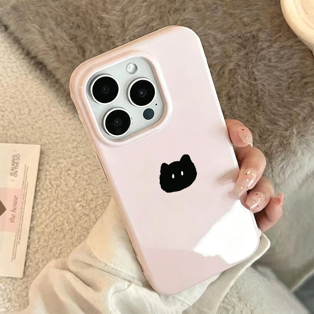 Mèo đen đơn giản phù hợp với vỏ kẹo dẻo mặt sáng 17/16, 13/14/15