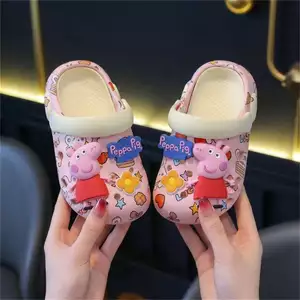 Size20-35 Peppa Pig Hoạt Hình Trẻ Em Lỗ Giày Trang Bé Gái Đế Mềm Dép Cho Mùa Hè Ngoài Trời