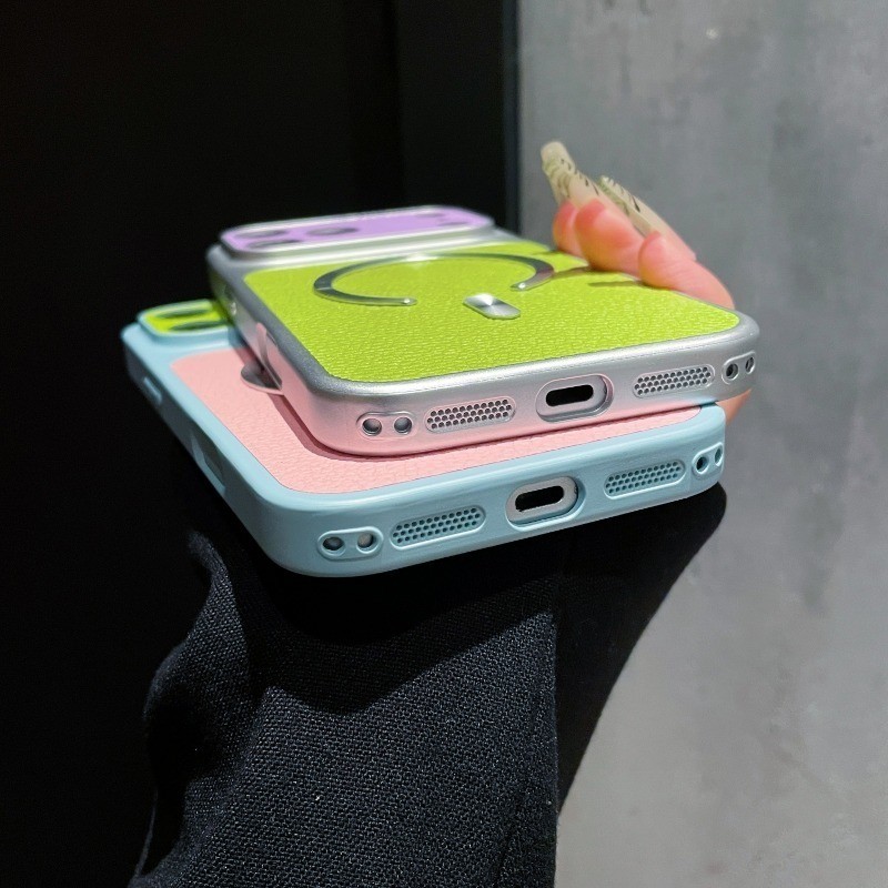 Ốp điện thoại từ tính bằng da họa tiết vải thiều sang trọng tức thì 17 Thích hợp cho iPhone 17 16 15 14 13 12 11 PRO MAX Ốp lưng