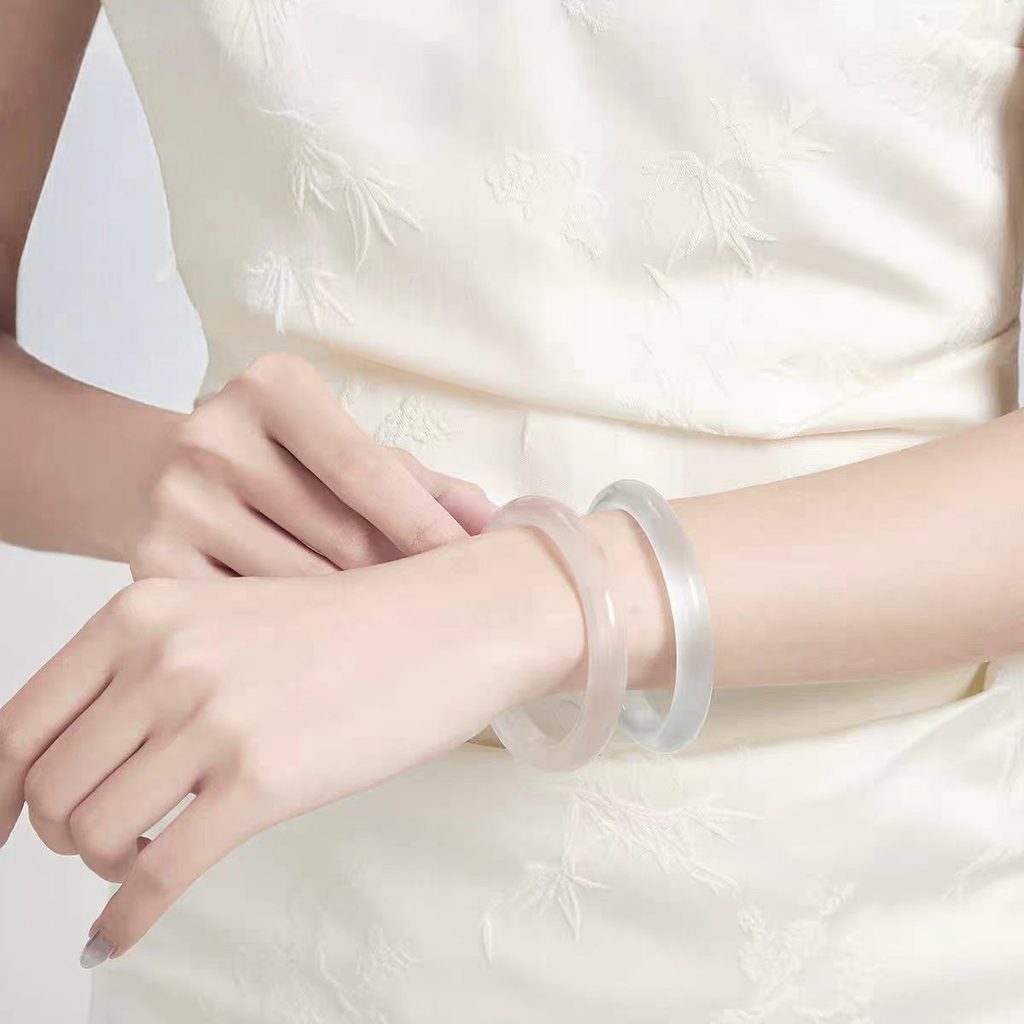 Vòng tay ánh trăng trắng mắt mèo, trong suốt băng và thanh lịch, vòng tay mỏng dành cho nữ, Quà tặng sinh nhật cho bạn gái
