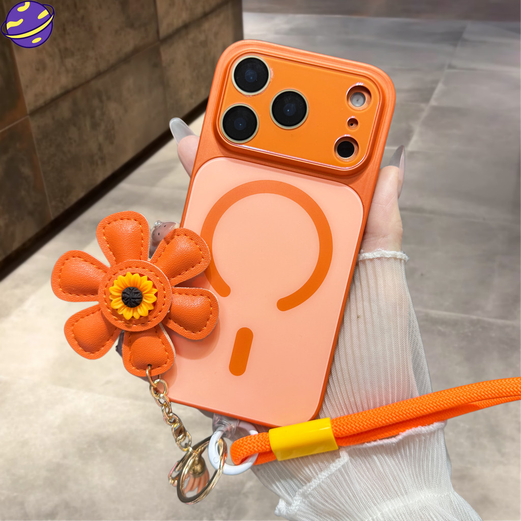Ốp điện thoại từ tính 17ProMax tức thì Vỏ điện thoại có dây buộc hướng dương cho IPhone 17 16 15 14 13 Pro Max Vỏ bảo vệ chống rơi