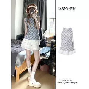 Áo sơ mi kẻ sọc không tay giả hai mảnh kiểu Pháp dành cho nữ Thiết kế phong cách mùa hè Niche Ren-Up Bow Top Hợp thời trang