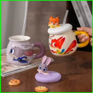 YB2 Zootopia 2 Nick Wilde Cốc Gốm Cốc Có Nắp Cốc Cà Phê Dung Tích Lớn Cho Văn Phòng Tại Nhà