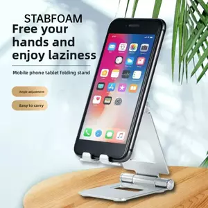 Giá đỡ điện thoại di động STABFOAM, Giá đỡ máy tính để bàn bằng silicon gấp, Giá đỡ lười bằng hợp kim nhôm có thể điều chỉnh di động để bàn