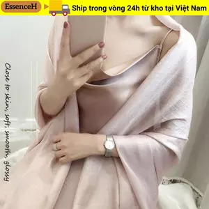 Khăn choàng chống nắng nữ ESSENCEH, Khăn choàng trơn nữ màu trơn 180x85cm, Khăn trải giường cỡ lớn Hijab