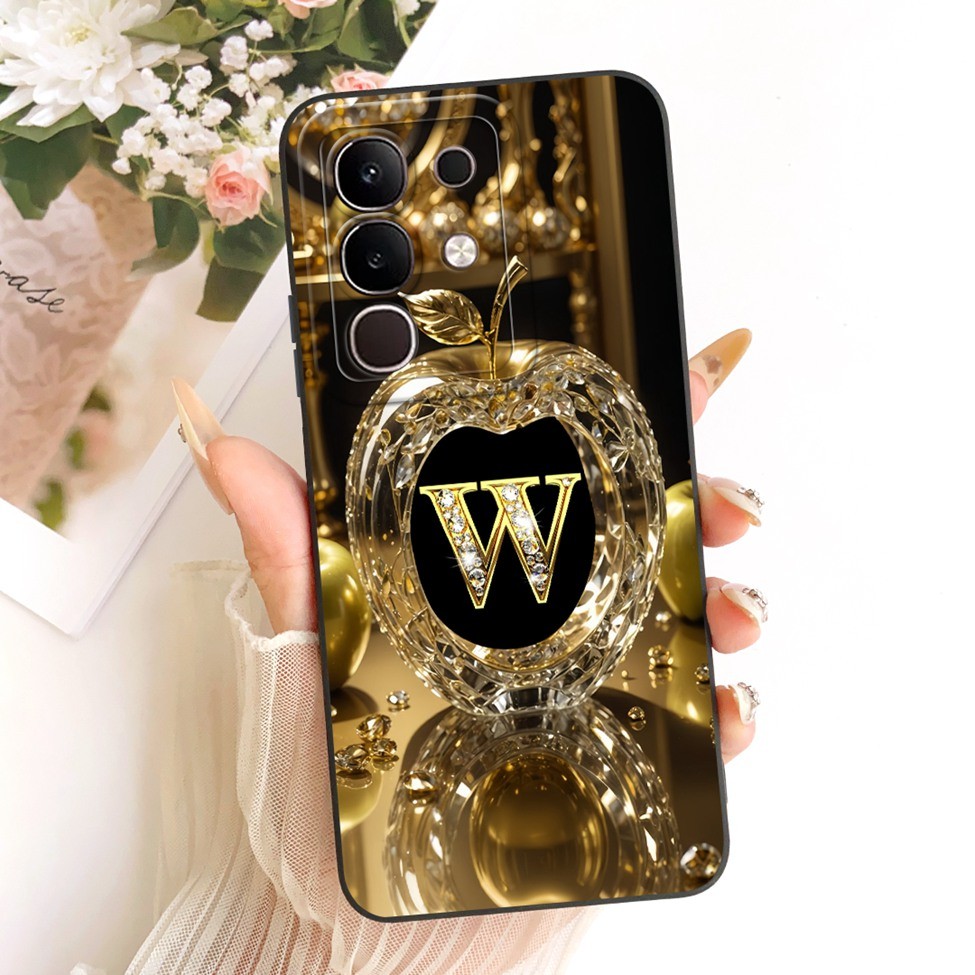 Dành Cho IQOO Z10x Ốp Lưng V2445A Chữ Sang Trọng Vương Miện Thời Trang 2D Vỏ Sơn Cho Vivo iQOO Z10x Funda