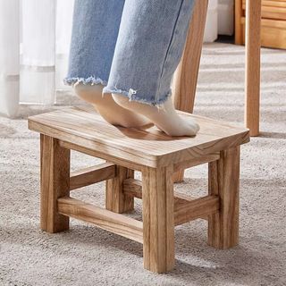 Ghế thay giày ELLSWORTH, Chân co giãn Ghế nhỏ bằng gỗ nguyên khối, Bàn cà phê 30 * 20cm Chịu tải lớn Đa chức năng Nhà Phân thấp trong nhà