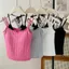 NICOLOO Ren Viền Camisole, Áo thon gọn không tay, Đồ lót ngọt ngào có đệm cốc treo áo Vest cho nữ