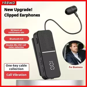 Tai nghe không dây YRBWD, Micro kép ENC Tai nghe Bluetooth Lavalier khử tiếng ồn, Âm thanh HIFI Bluetooth 6.0 50H Thời gian chơi Màn hình LED Tai nghe thể thao Sử dụng trong kinh doanh
