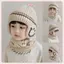 JRP 1 Bộ 1-10Y Trẻ Em Bé Trai Mùa Đông Đan Găng Tay Mũ Khăn 2 Bộ Đồ Ngoài Trời Chống Gió Lông Cừu Ấm Áp Trẻ Em Nhẫn Beanie Mũ Cho Bé Trai JRP