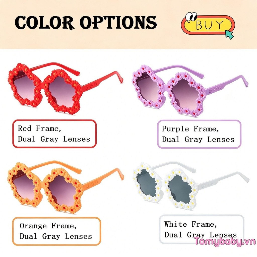 [lpDL] Kính râm Girls Boys Daisy Full Frame Kính râm chống tia cực tím