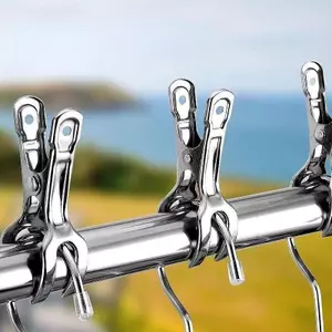 Thép không gỉ Mạnh Vừa Mở Kẹp Cố Định Móc Treo Quần Áo Hộ Gia Đình Kẹp Quần Áo Chống Gió Chống Trơn Trượt