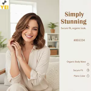 < YEI > Body Wave Keo Đóng 100% Tóc Con Người Mặt Trước Tóc Giả Ombre Nâu Mix Tóc Vàng Sóng Nước Phần Ngắn Bob Tóc Giả Mới