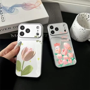 Ốp Điện Thoại Họa Tiết Hoa Tulip Theo Chủ Đề Mùa Hè Cho Samsung Galaxy S26 S25 S24 S23 S22 S21 Plus Ultra S25 FE S24 FE S23 FE S21 FE S20 FE Mạ Gương Trang Điểm