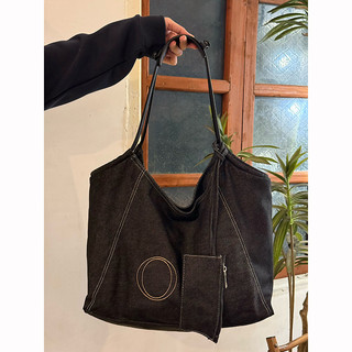 Denim Đi Lại Nách Retro Túi Tote Dung Tích Hàn Quốc Lớn