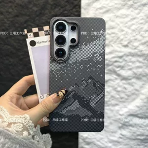 Thích hợp cho Ốp điện thoại Samsung s26ultra Truyền nước viền nửa kín s25ultra Tích hợp họa tiết sợi Carbon từ tính