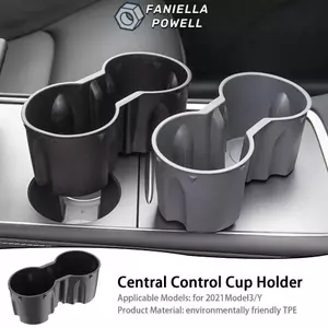 FANIELLAPOWELL Console Giá đỡ cốc giới hạn, Hộp lưu trữ bảng điều khiển trung tâm chống trượt TPE, Bộ sắp xếp tay vịn hai lỗ chống nước cho Tesla Model 3 / Y Juniper Launch 2025