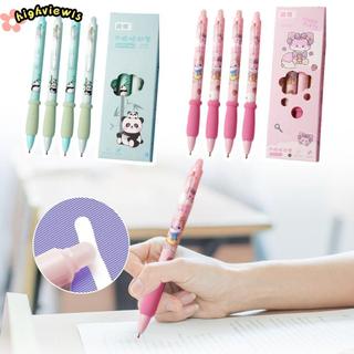 HIGHVIEWLS 4 Cái / lốc Bút Gel Panda, Viết nhanh khô Văn phòng phẩm Bút xóa được, Phim hoạt hình Soft Touch Grip 0.5mm Thi Bút chuyên nghiệp Văn phòng